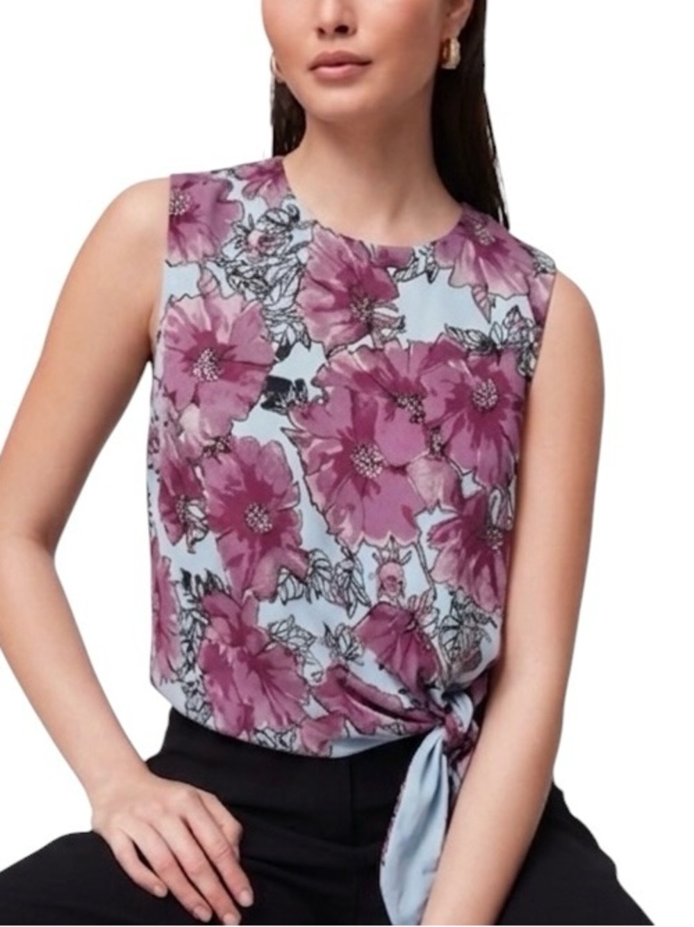 Aritzia Babaton Hopkins Top Sleeveless Floral Lined Bouse